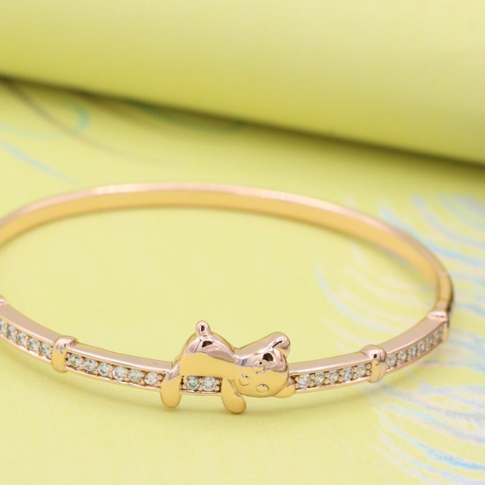 Charming Rose Gold Bangle with Adorable Bear Design, XPBL0527 - Picture 2 of 12